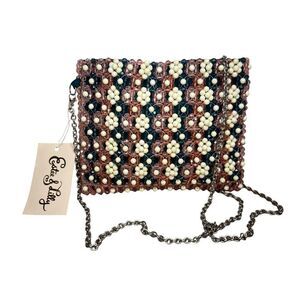 Estee & Lilly Beaded Sequin Crossbody Shoulder Bag Purse Chain Strap NEW
